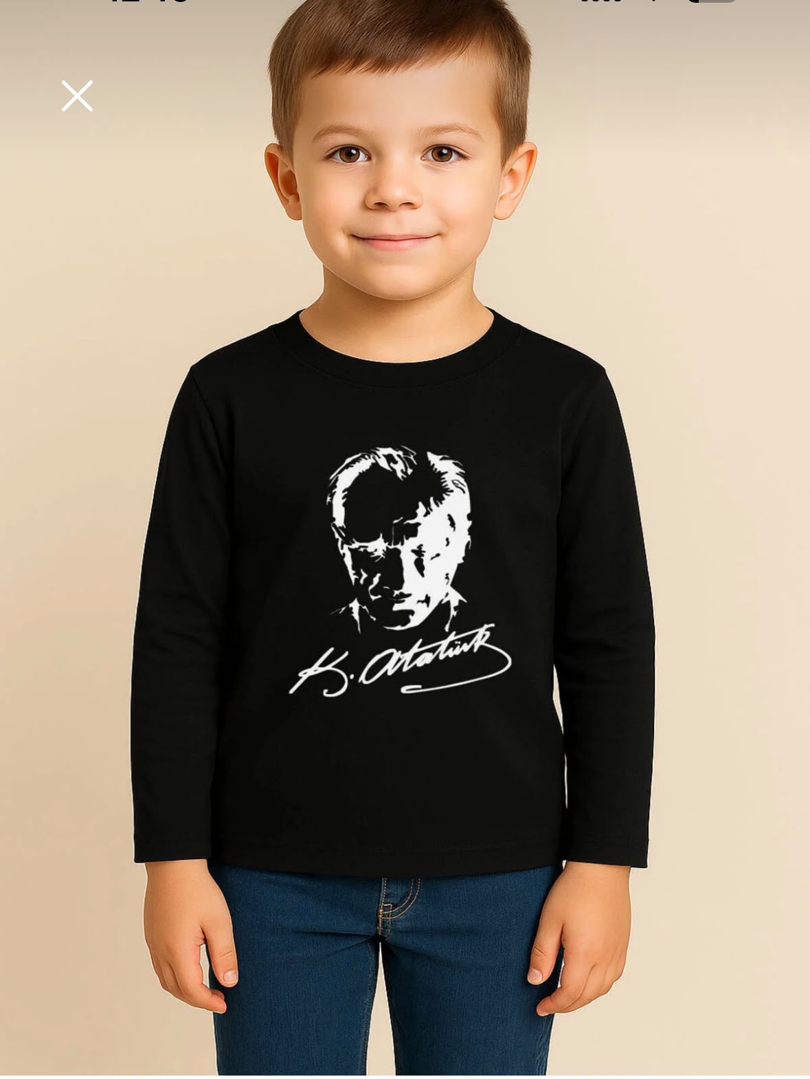 Mustafa Kemal Atatürk Özel Baskılı Beyaz Uzun Kol Bluz Tişört