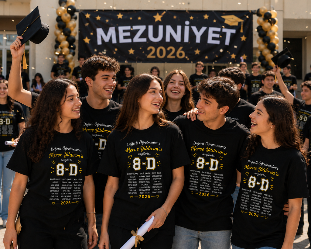 Kişiselleştirilebilir Mezuniyet Tişörtü – Özel Baskılı Sınıf Tişörtü