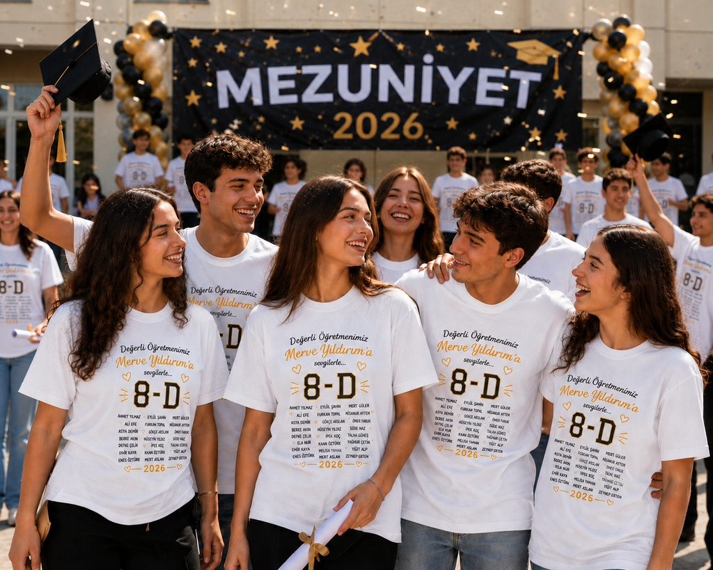 Kişiselleştirilebilir Mezuniyet Tişörtü – Özel Baskılı Sınıf Tişörtü