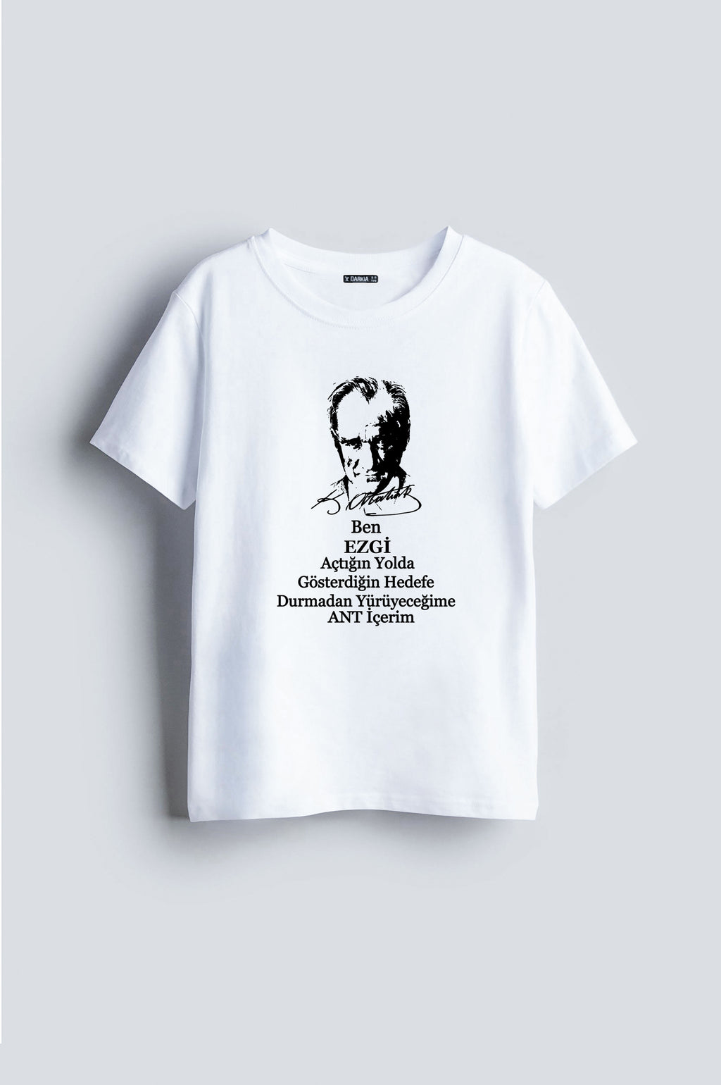 Kişiye İsme Özel 23 Nisan Çocuk Bayramı Atatürk Baskılı Beyaz Tişört T-shirt