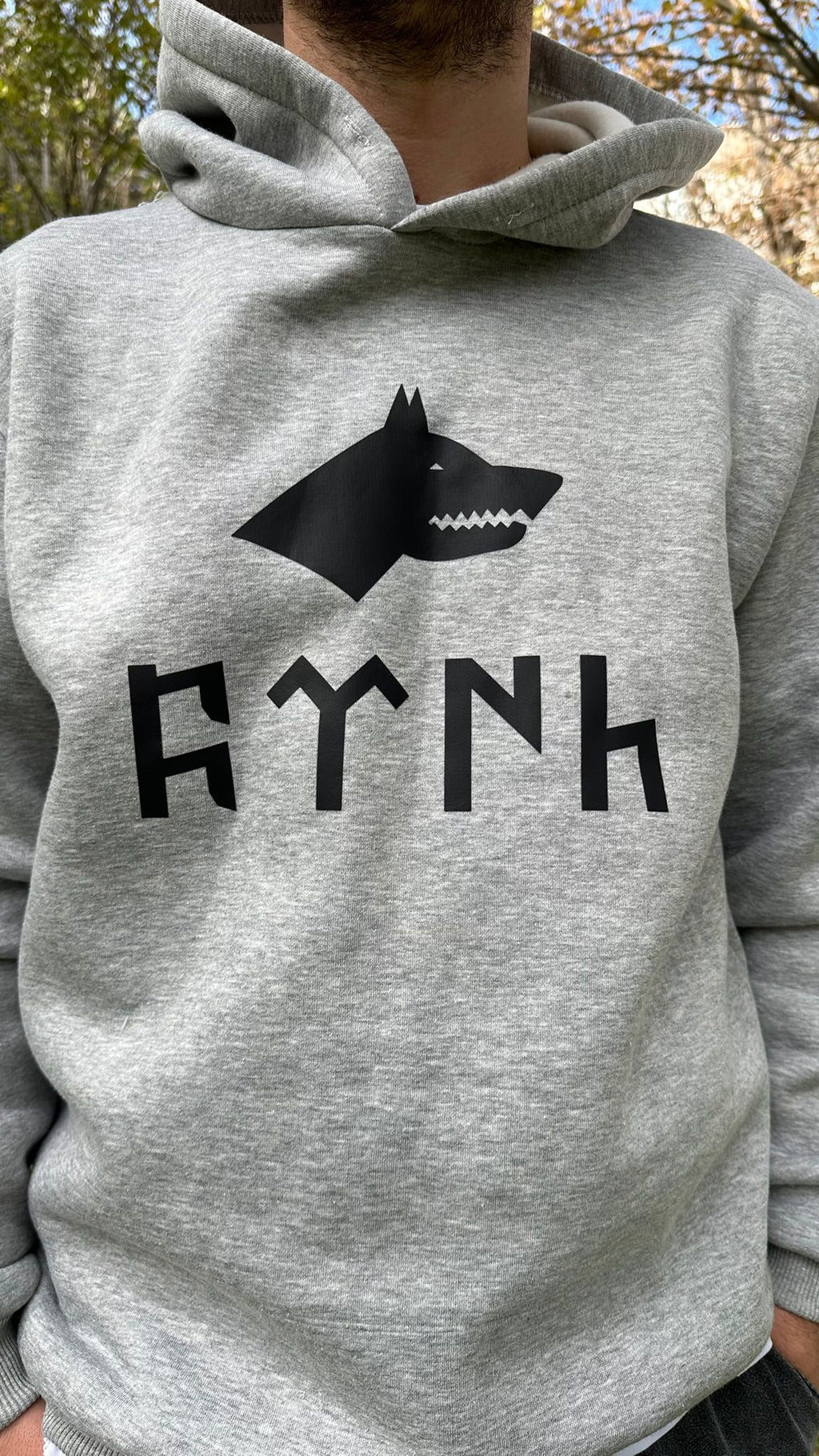Türk Bozkurt  Baskılı Gri Kapşonlu Sweatshirt