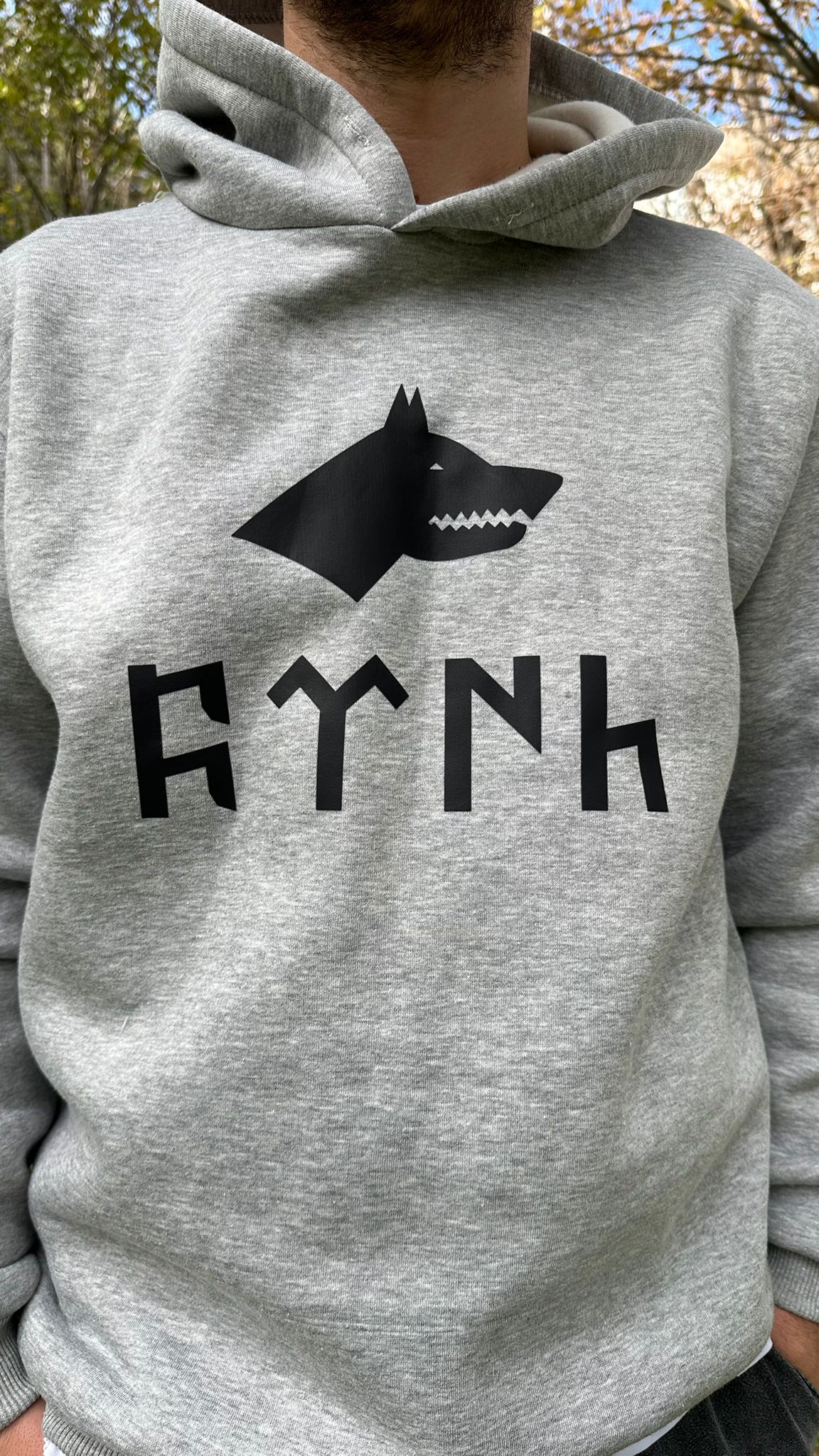 Türk Bozkurt  Baskılı Gri Kapşonlu Sweatshirt