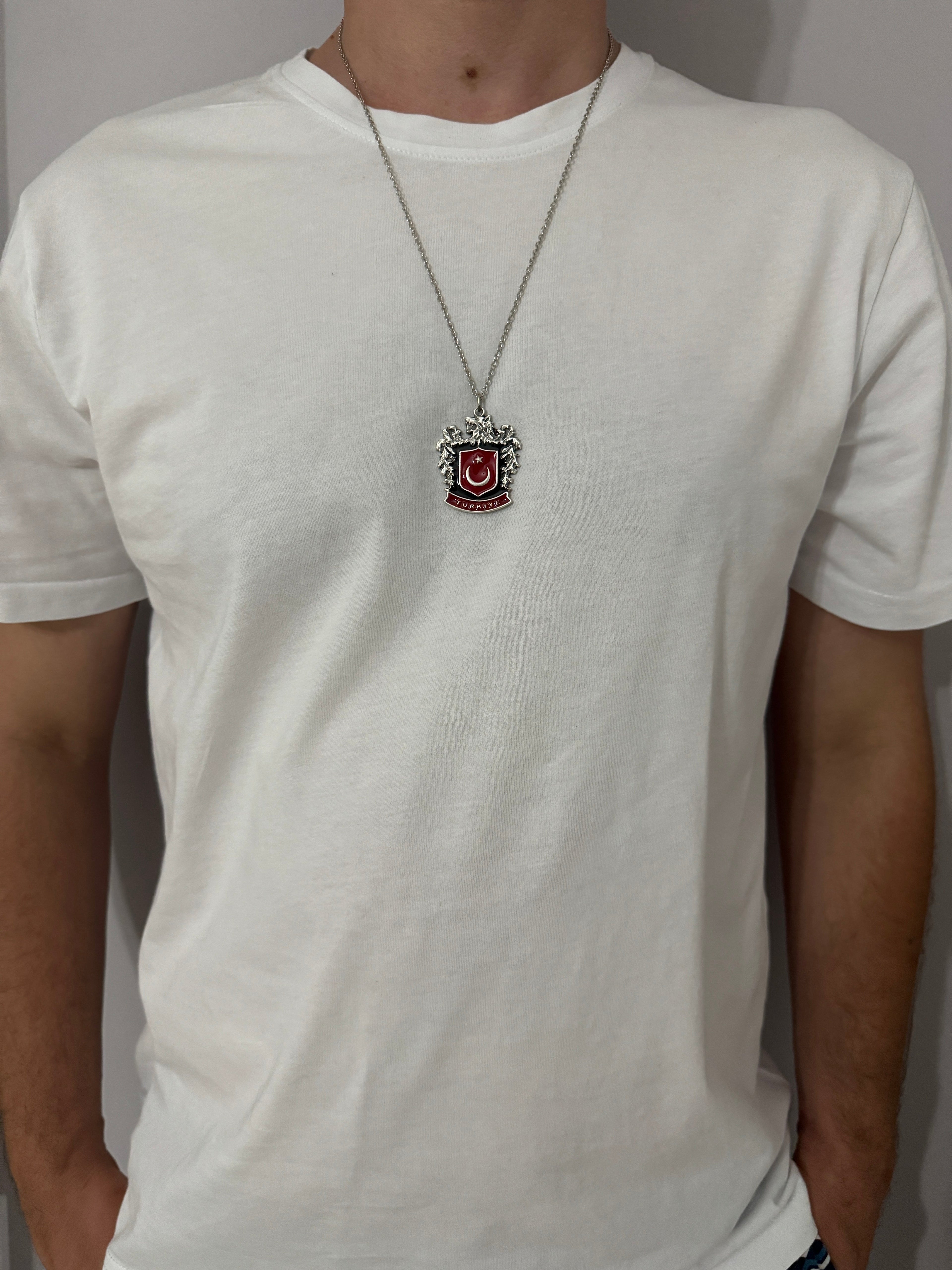 Türk Bozkurt Türk Bayrağı Unisex Zincir Kolye