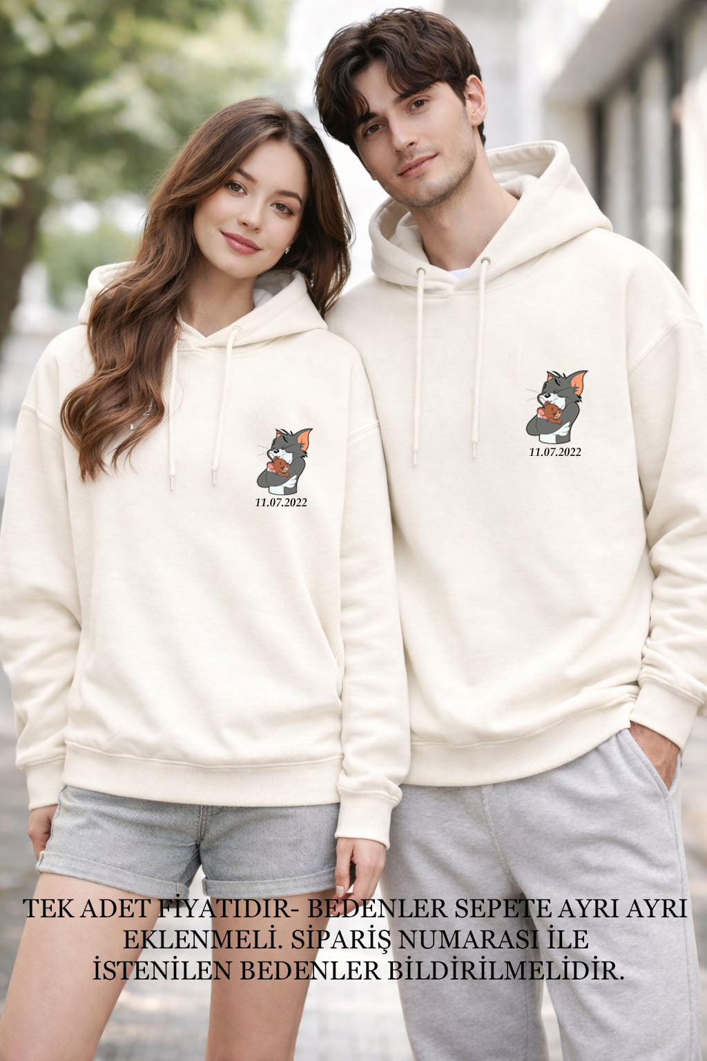 Sevgililer Günü Özel Baskılı Çift Sweat