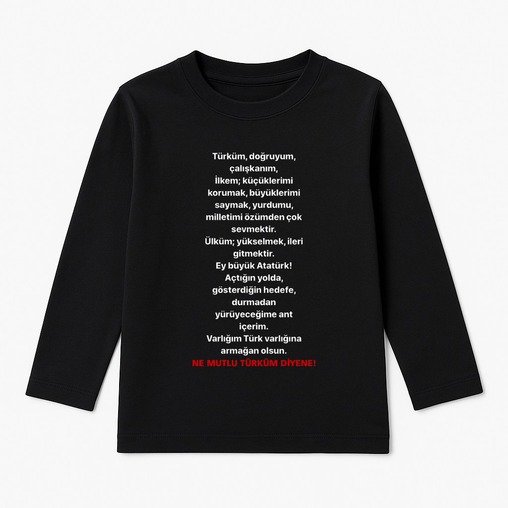 Mustafa Kemal Atatürk Baskılı Kişiselleştirilmiş Uzun Kollu Tişört Özel Tasarım T-shirt