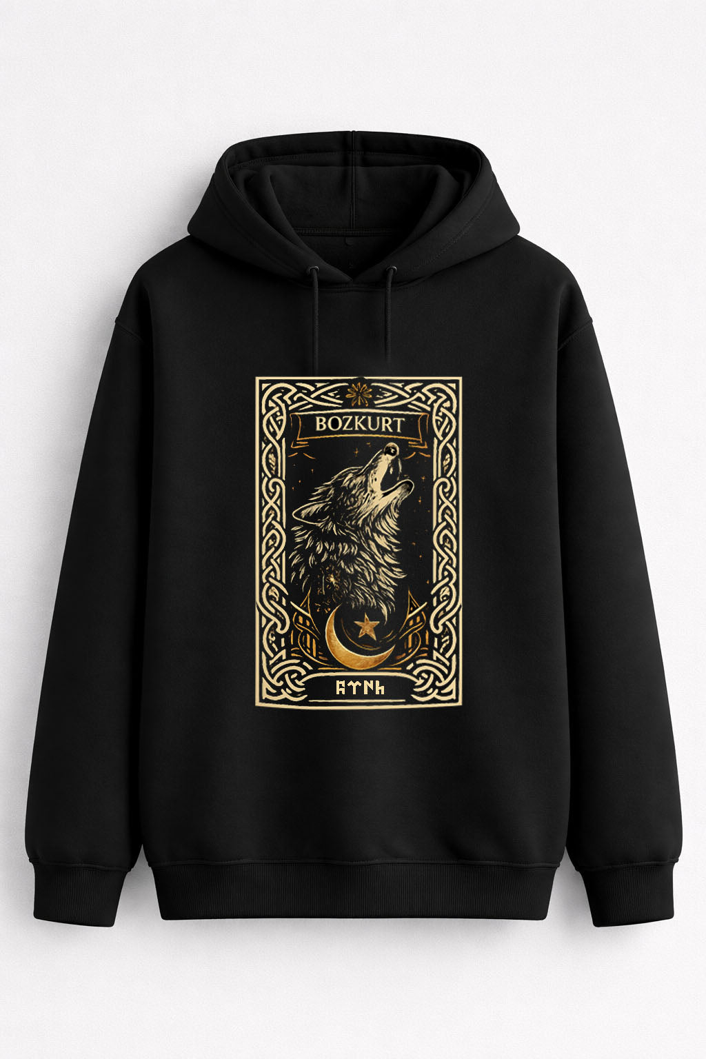 Türk Bozkurt  Baskılı Kapşonlu Sweatshirt