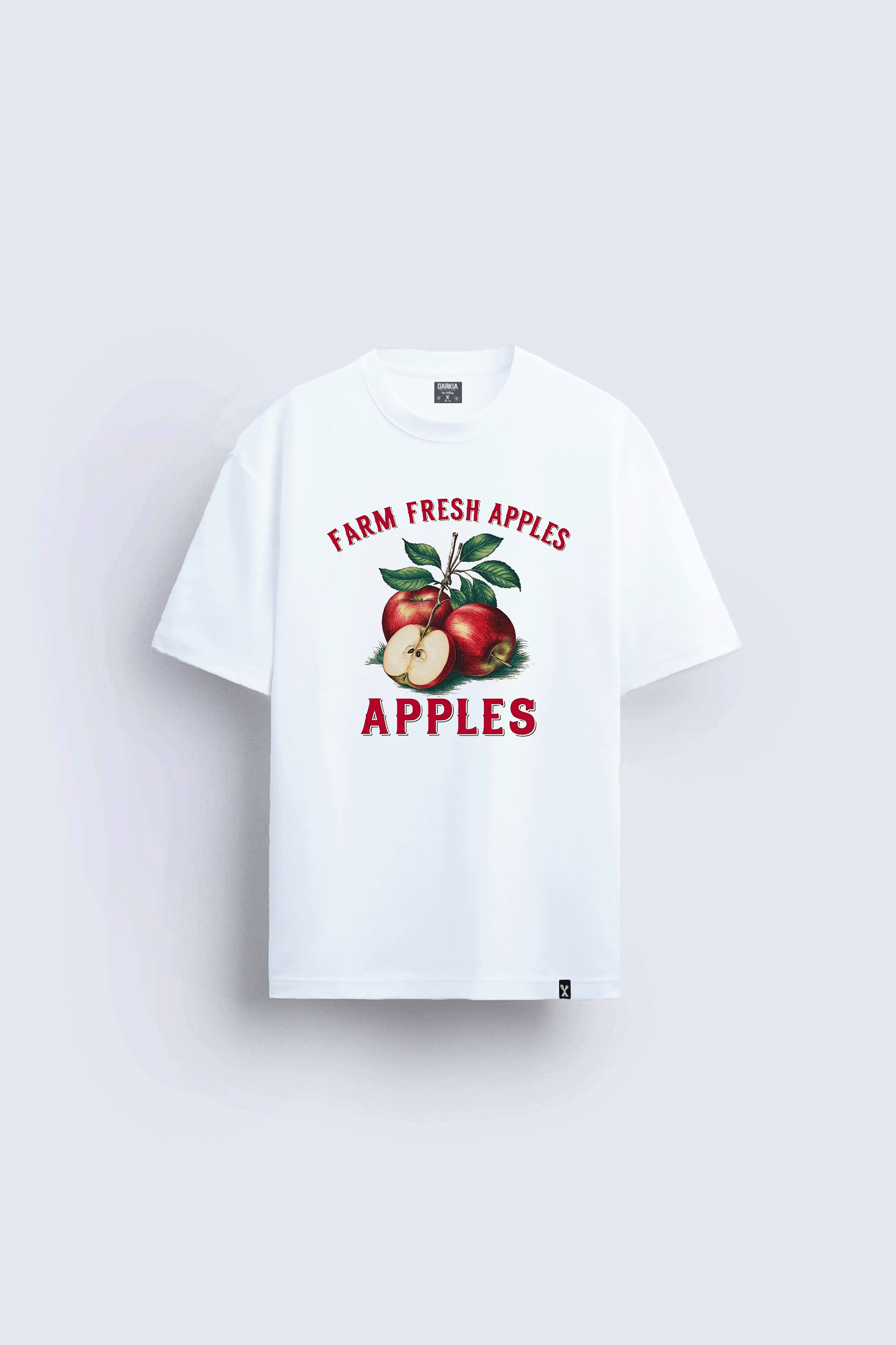 apple baskılı oversize beyaz tişört