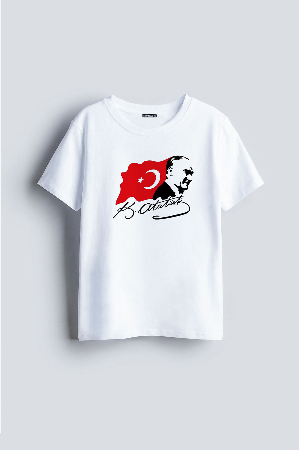 Türk Bayrağı Atatürk Baskılı Beyaz Tişört T-shirt