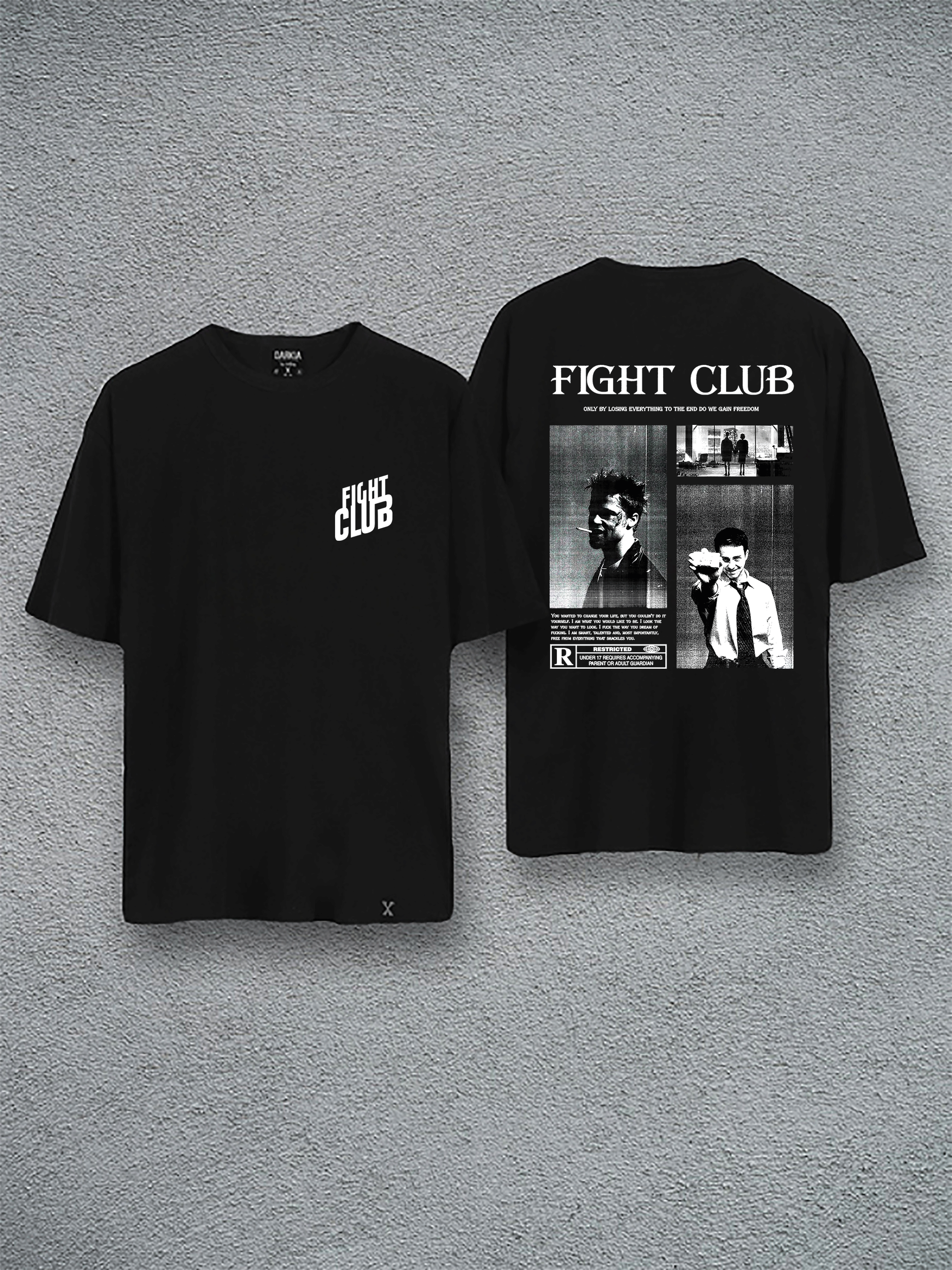 fıght club baskılı oversize tişört
