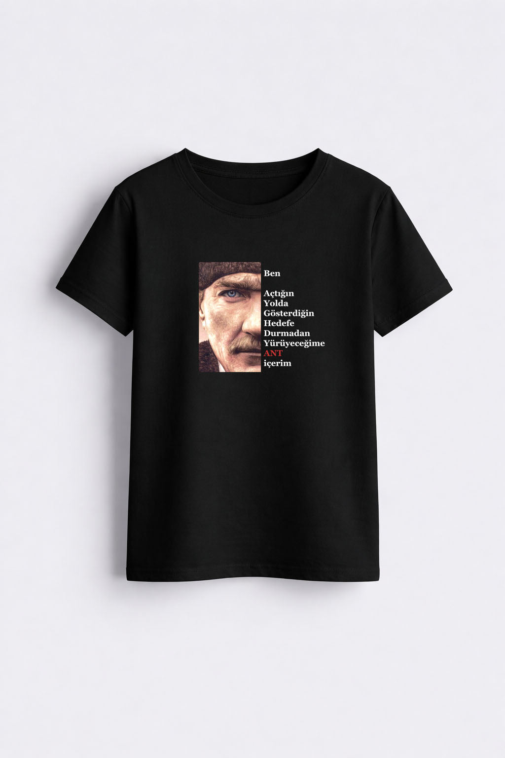 Kişiye İsme Özel 23 Nisan Çocuk Bayramı Atatürk Baskılı Siyah Tişört T-shirt
