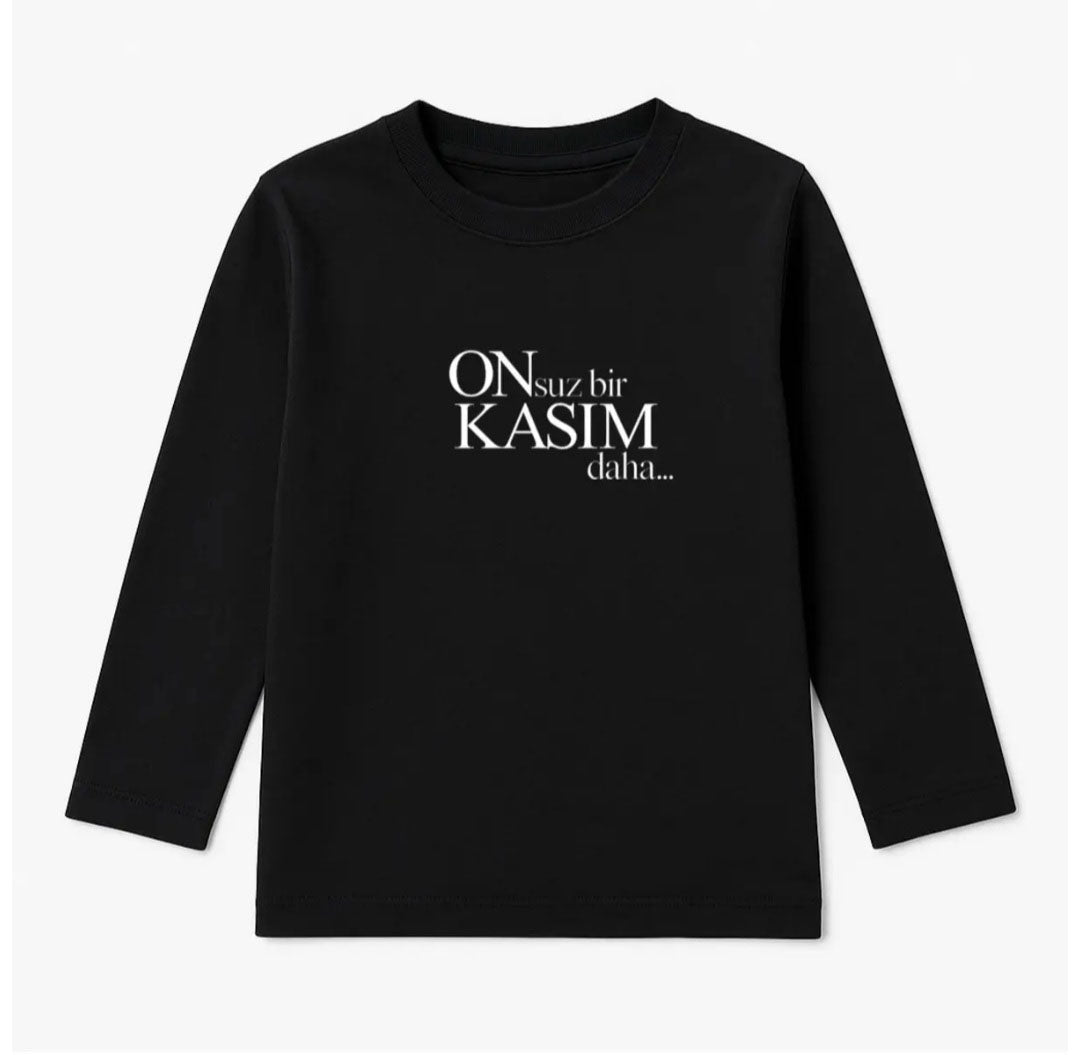 Mustafa Kemal Atatürk 10 Kasım Baskılı Kırmızı Uzun Kol Bluz Tişört