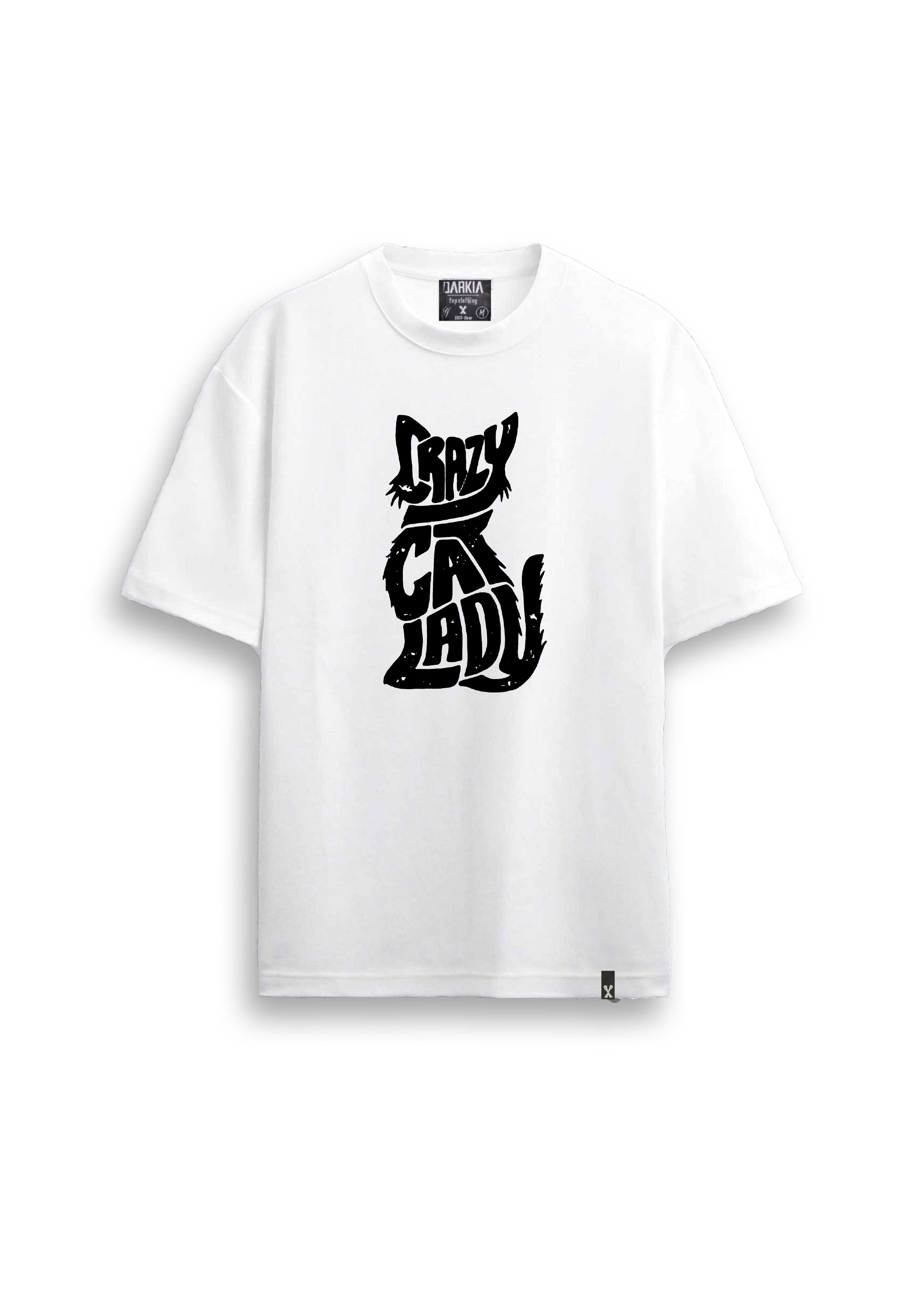 kedi baskılı regular beyaz tişört