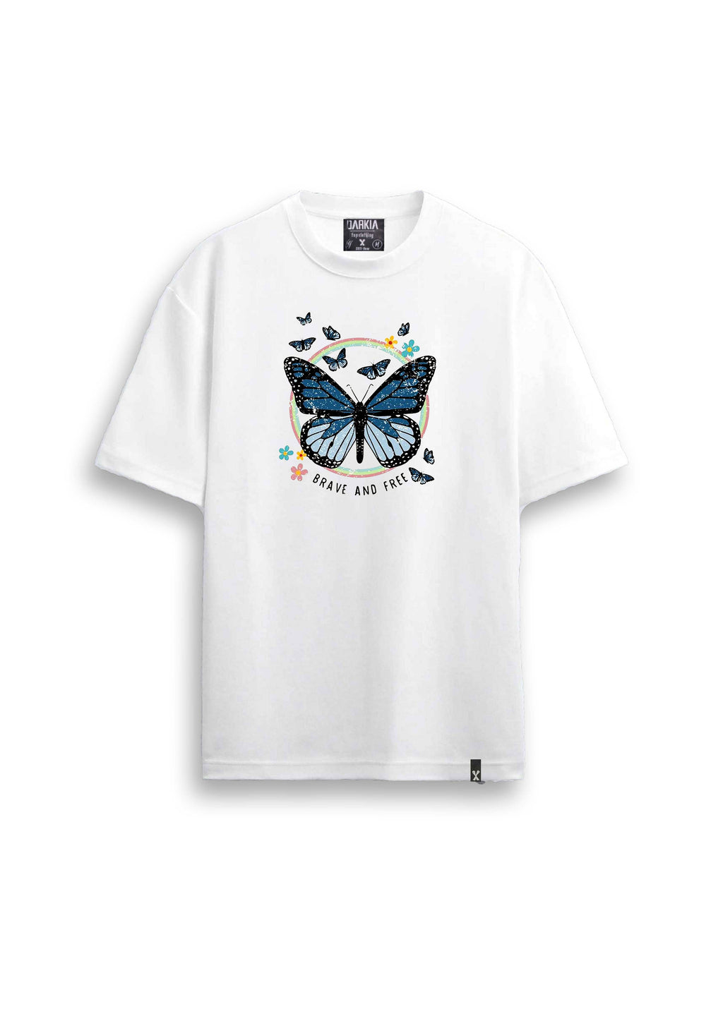 kelebek baskılı regular beyaz tişört