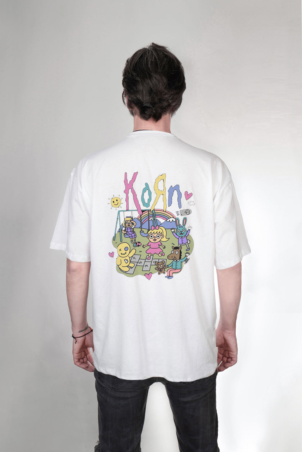 Korn baskılı oversize tişört