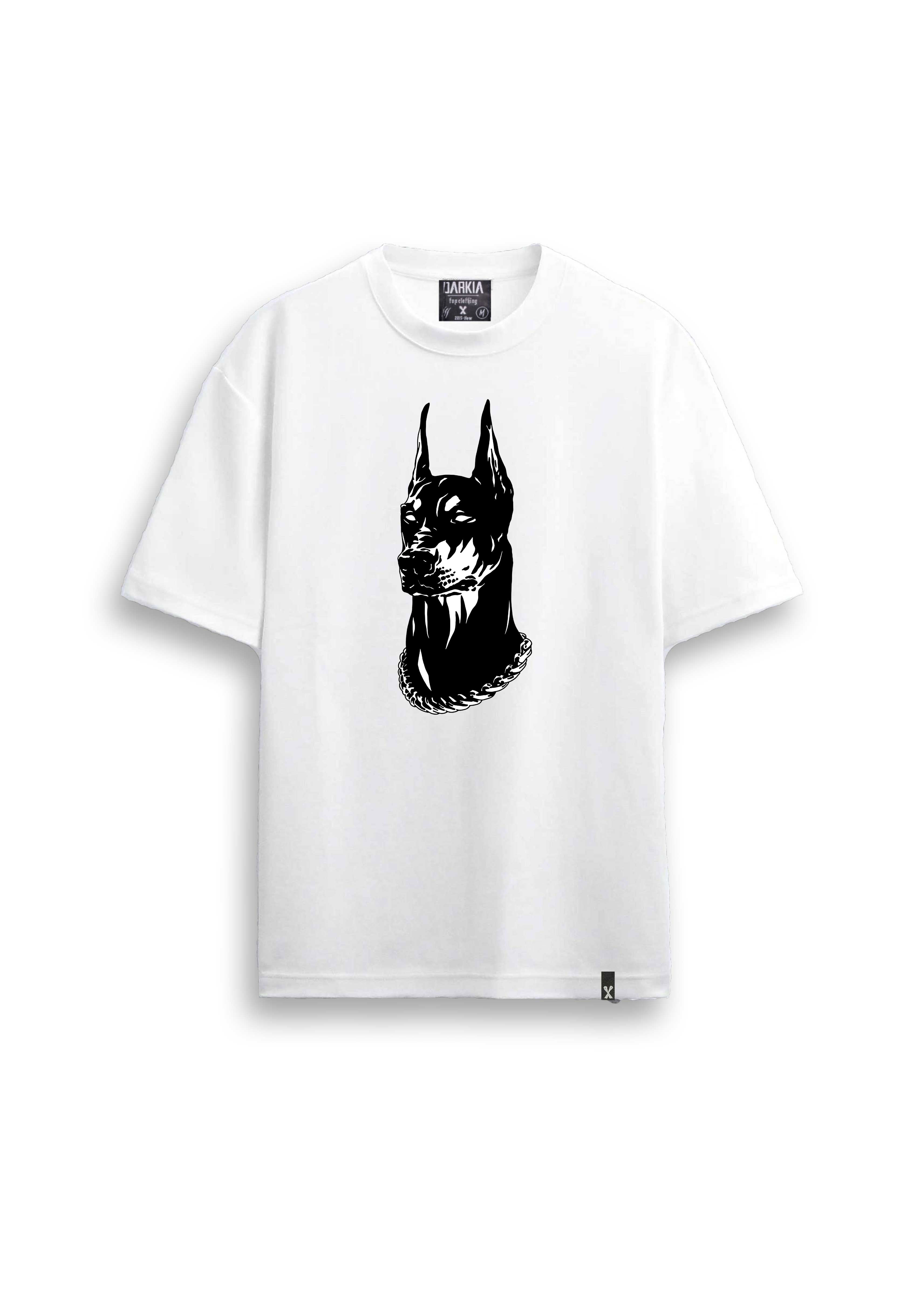 doberman baskılı regular beyaz tişört