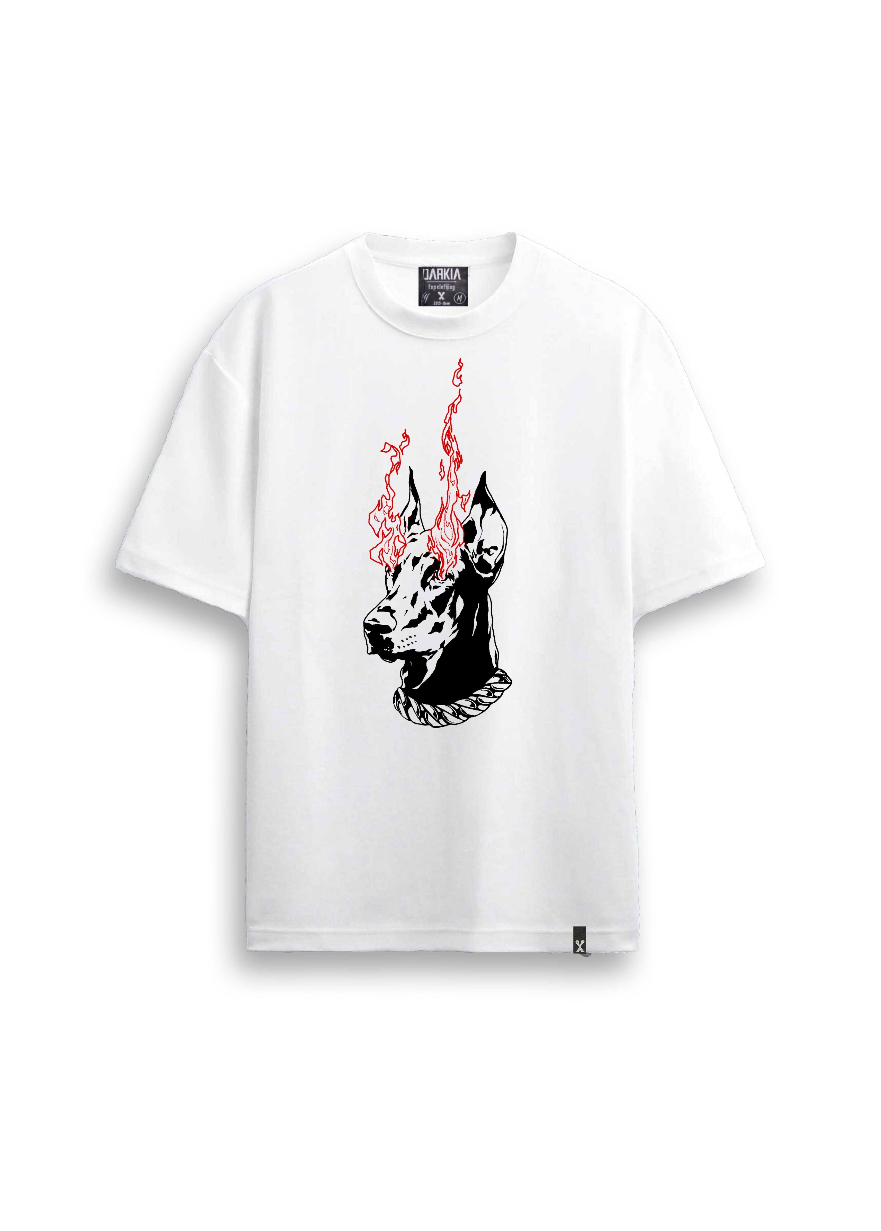 doberman baskılı regular beyaz tişört