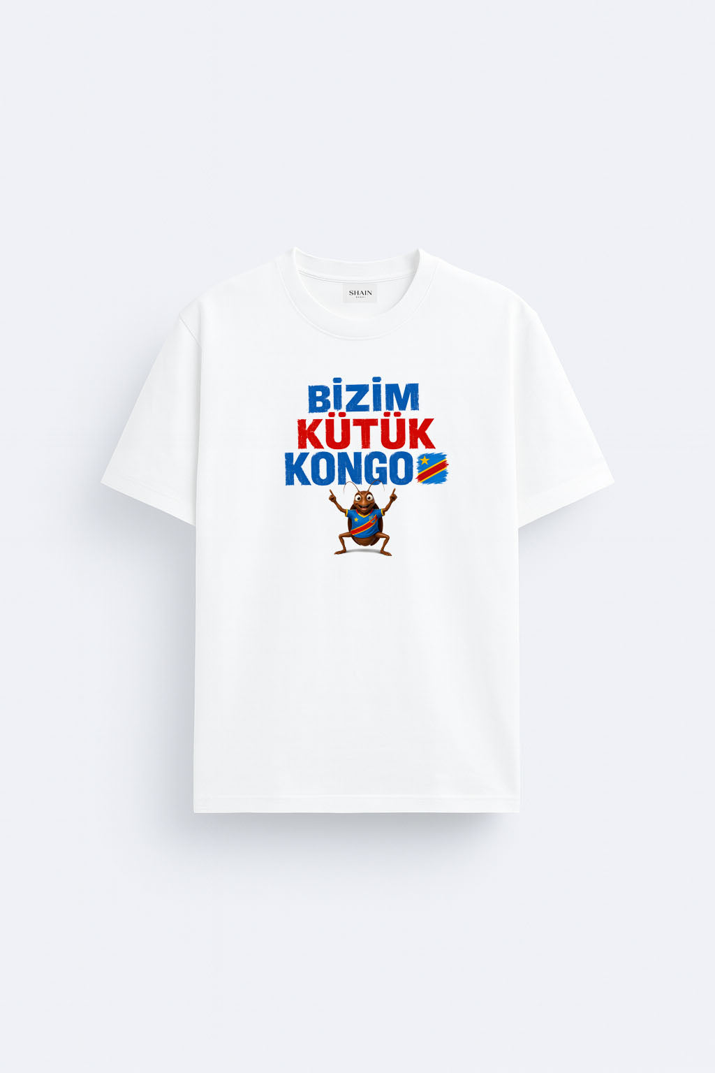 Bizim Kütük Kongo  Baskılı Beyaz Tişört