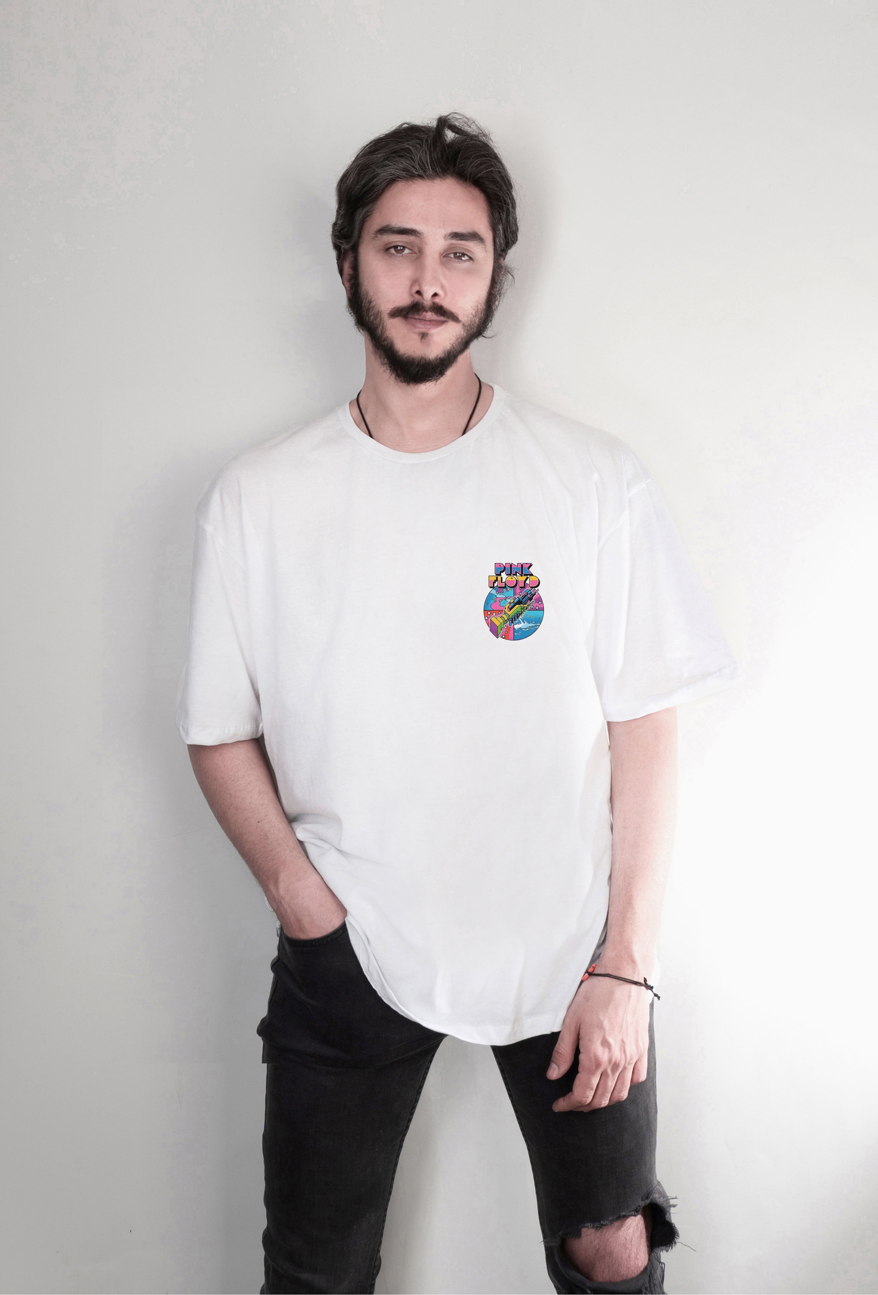 Pink Floyd baskılı oversize tişört