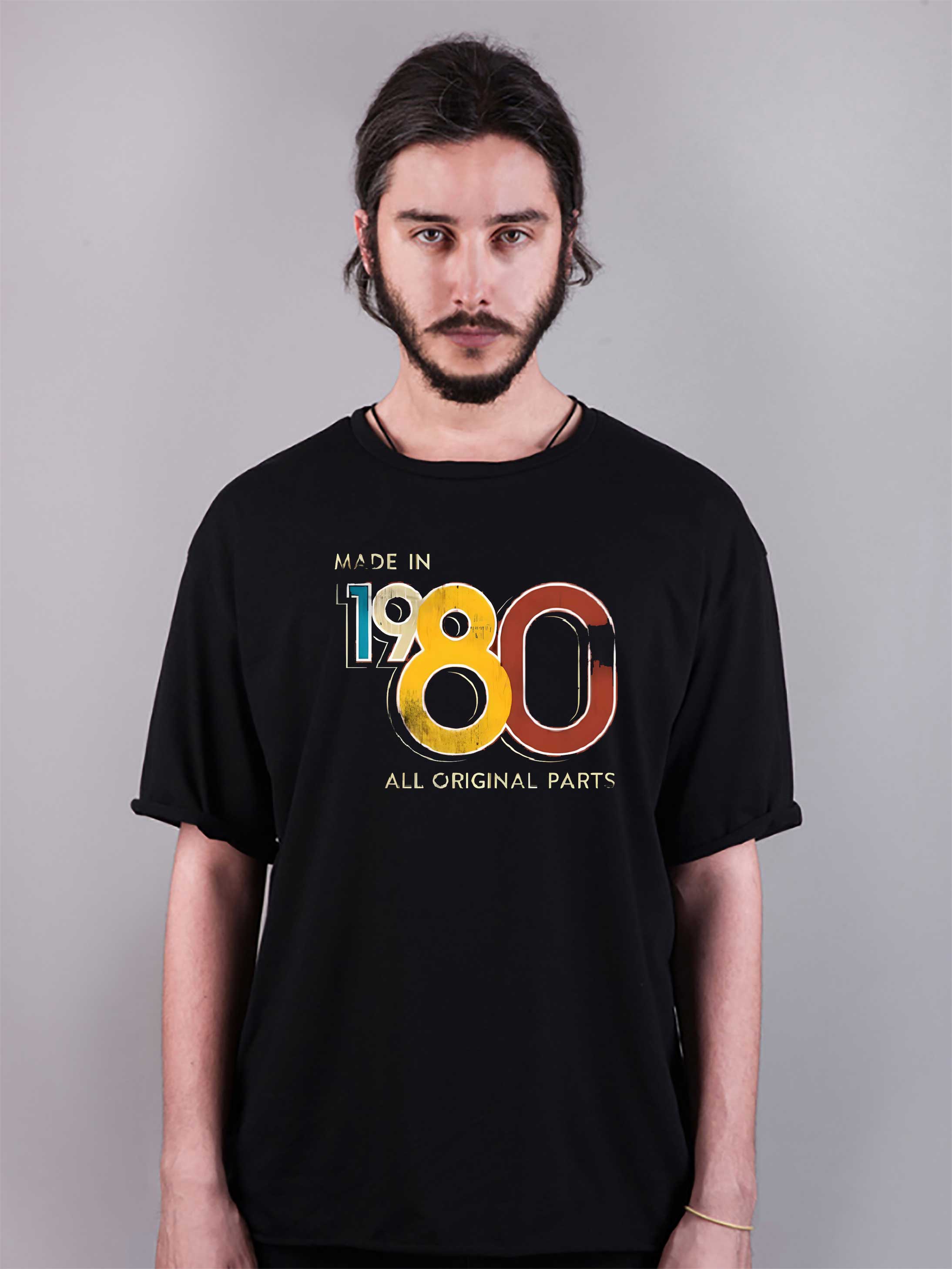 80's retro baskılı oversize tişört