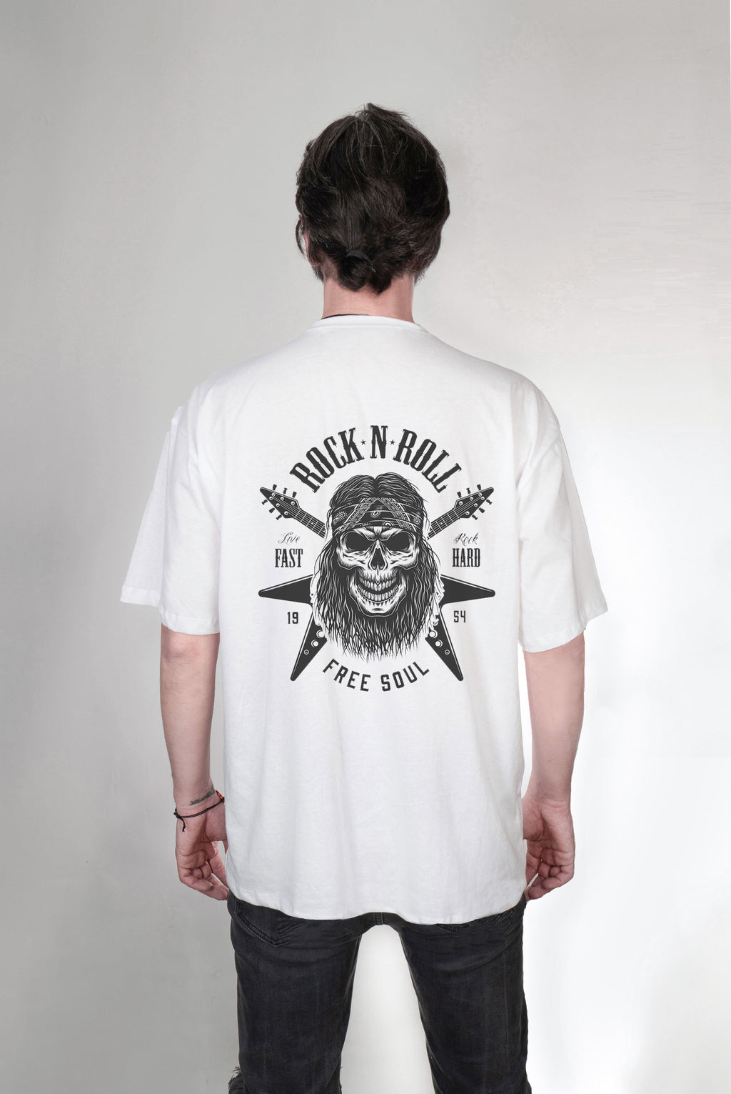 Rock baskılı oversize tişört