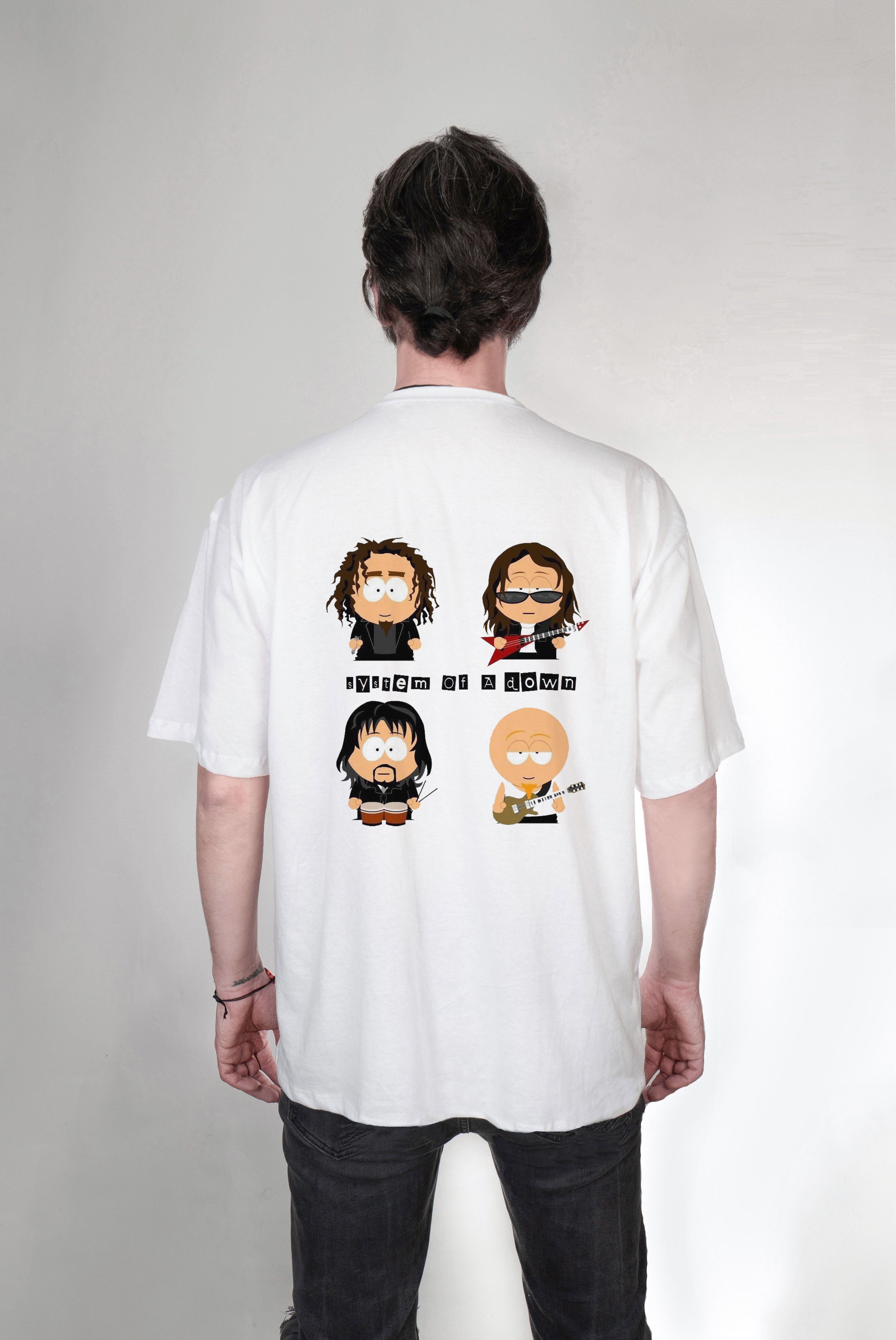 System of  down baskılı oversize tişört