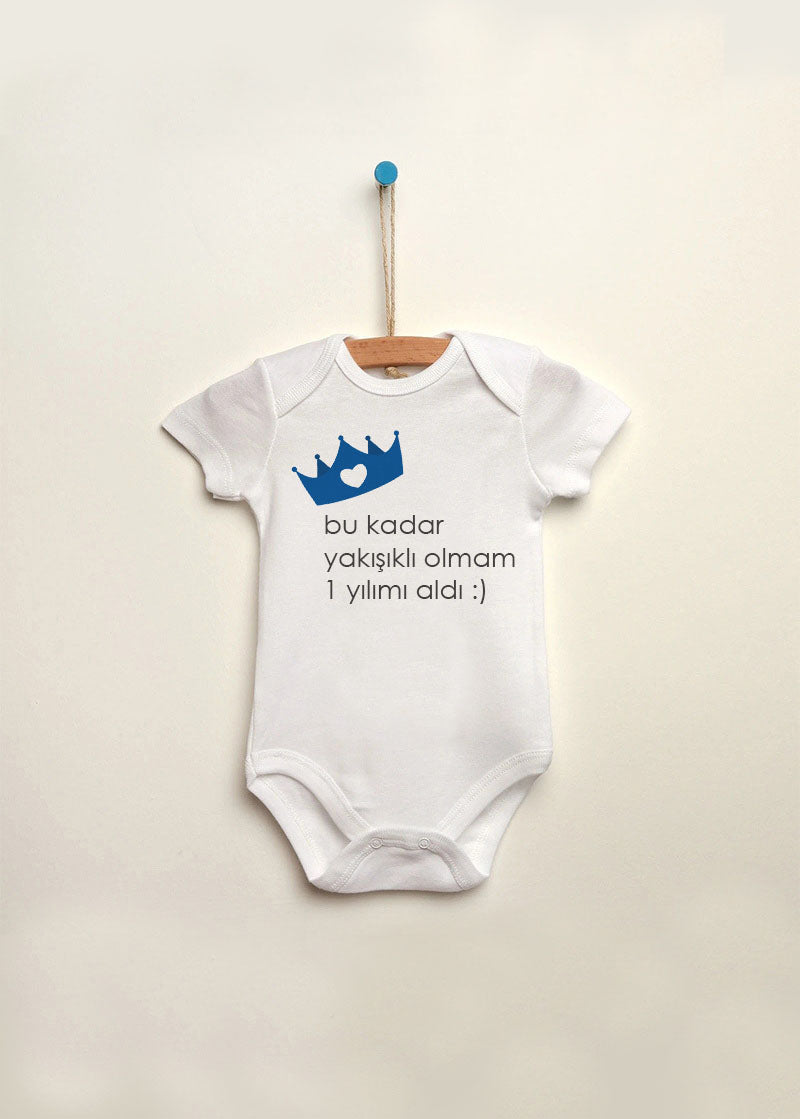 1 yaş doğum günü baskılı bebek zıbın